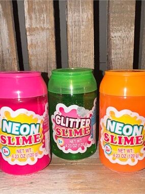 Neon & Glitter Slime Soda Can Variety Pack - Pink, Green, Orange